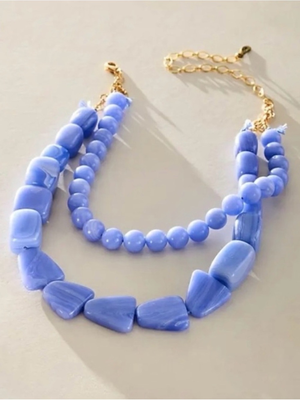 🌺 Free People Bohemian Layered Cove Semi Precious Stone Choker Blue Lace Agate